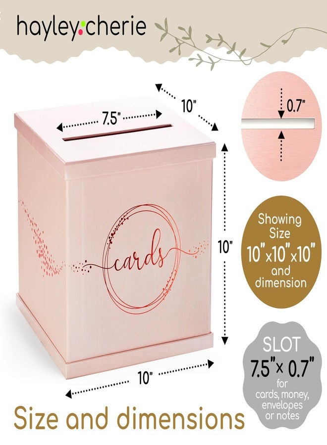 Hayley Cherie Pink Rose Gold Card Box for Party, Large 10” Gift Card Box Birthday, Bridal & Baby Shower, Wedding Reception, Graduation, Sweet 16, Quinceanera, Anniversary, Envelope Holder with Slot, Money Basket - Image 3